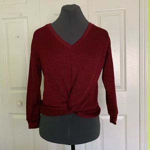 Red Sweater with front knot - Lush- Size Small